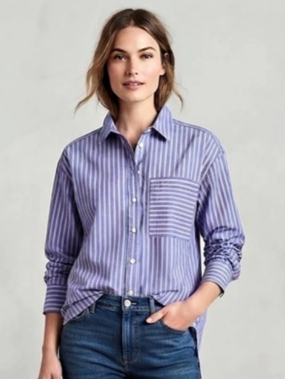 LOFT - Womens Striped Button Down